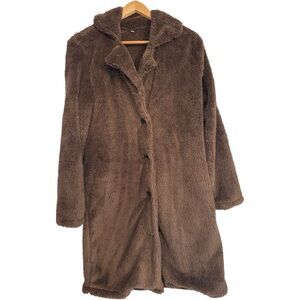 NWOT Brown Teddy Coat Faux Fur Fleece Shacket Jacket